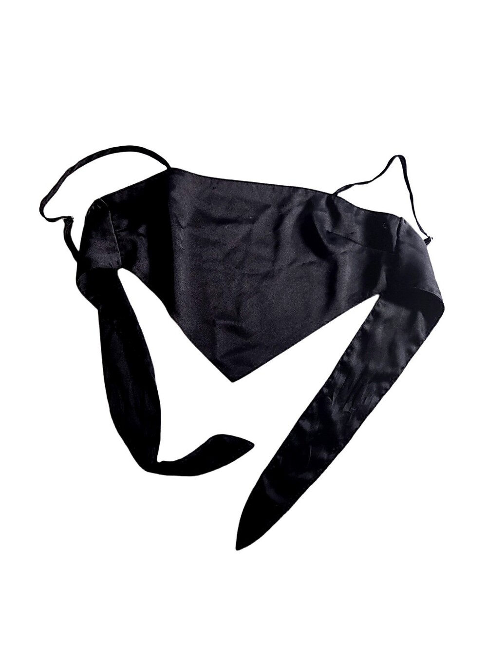 Forever 21 Black Satin Triangle Tie-Back Halter Crop Top | Bandana Style | Small